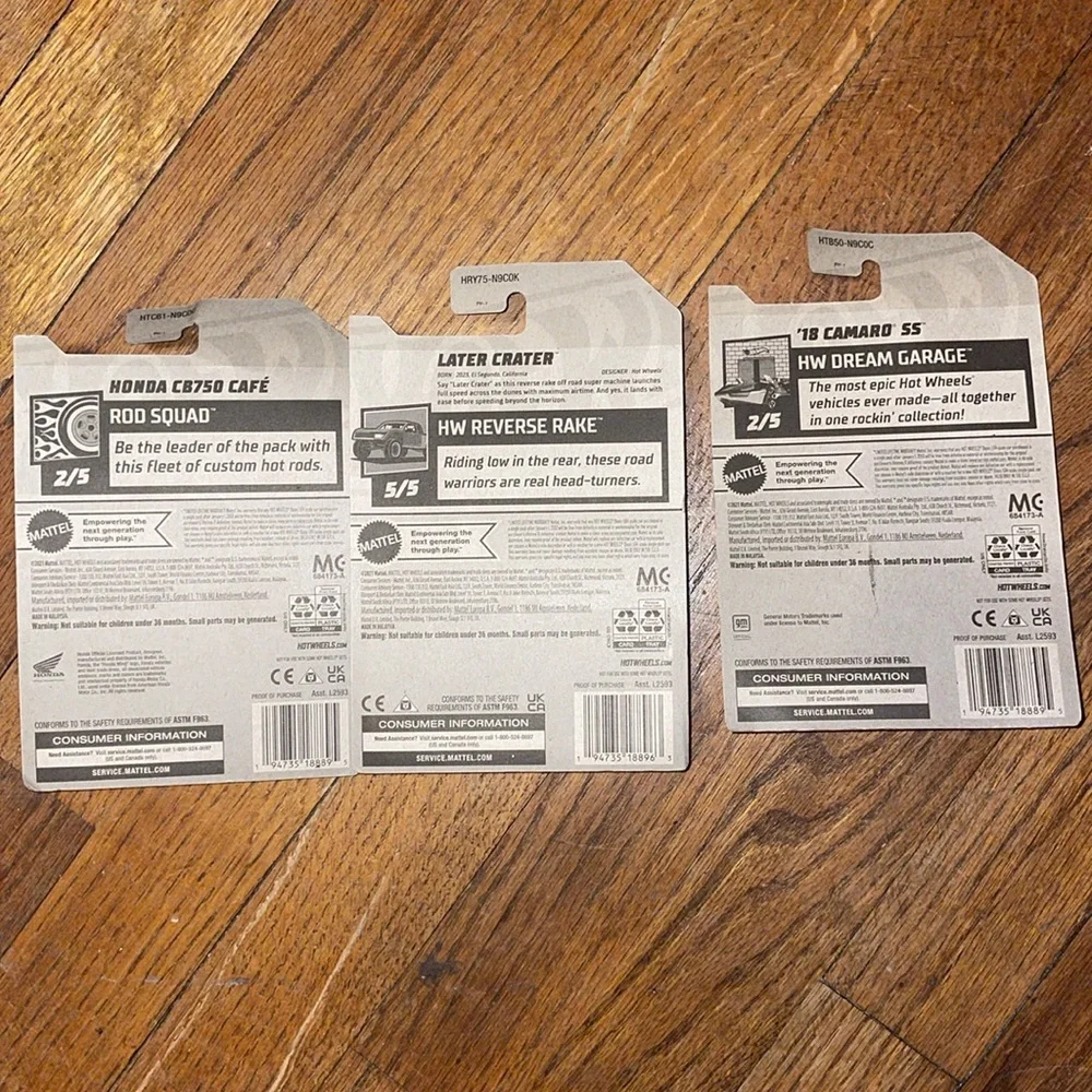 •HOT WHEELS•NIB BUNDLE OF 3-HOT WHEELS CARS MOTORCYCLE, CAMARO, & LATER CRATER